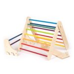 Triangle d’Escalade Pikler avec mur d'escalade arc en ciel