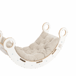 Bascule en Bois Blanc multifonction avec Coussin, Toboggan et Échelle - Large