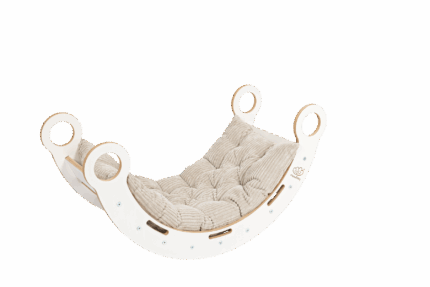 Bascule en Bois Blanc multifonction avec Coussin, Toboggan et Échelle - Large