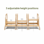 Tabouret marchepied à hauteur ajustable – Bois noir naturel