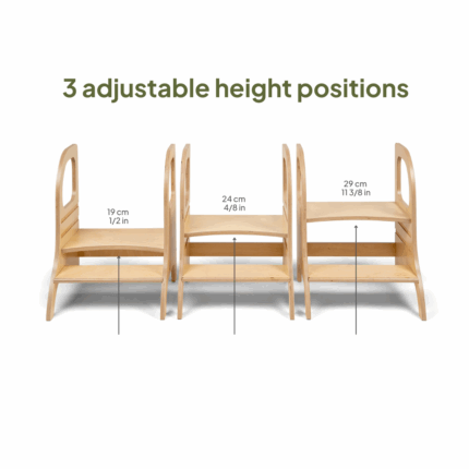 Tabouret marchepied à hauteur ajustable – Bois naturel