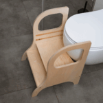 Tabouret marchepied à hauteur ajustable – Bois noir naturel