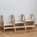 Tabouret marchepied à hauteur ajustable – Bois naturel