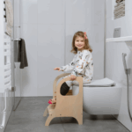 Tabouret marchepied à hauteur ajustable – Bois naturel