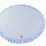 Tapis de jeu rond avec volant – Velours bleu bébé