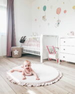 Tapis de jeu rond avec volant – Velours rose doux