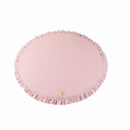 Tapis de jeu rond avec volant – Velours rose doux