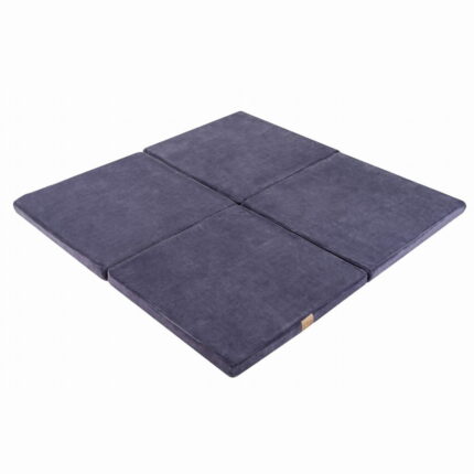 Tapis de jeu carré pour enfants – Velours bleu-gris