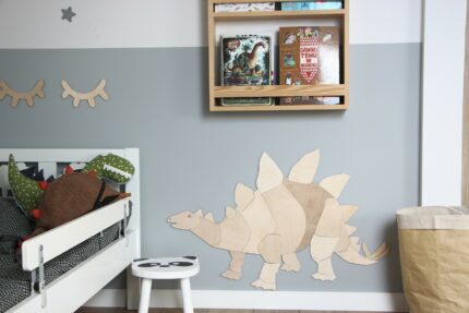 Dinosaure Stegosaurus - Décoration Murale en Bois Naturel