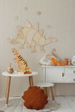 Dinosaure Stegosaurus - Décoration Murale en Bois Naturel