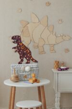 Dinosaure Stegosaurus - Décoration Murale en Bois Naturel