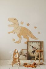 Dinosaure T-Rex – Décoration murale en bois naturel