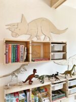 Dinosaure Triceratops - Décoration Murale en Bois Naturel