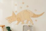 Dinosaure Triceratops - Décoration Murale en Bois Naturel