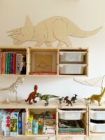 Dinosaure Triceratops - Décoration Murale en Bois Naturel