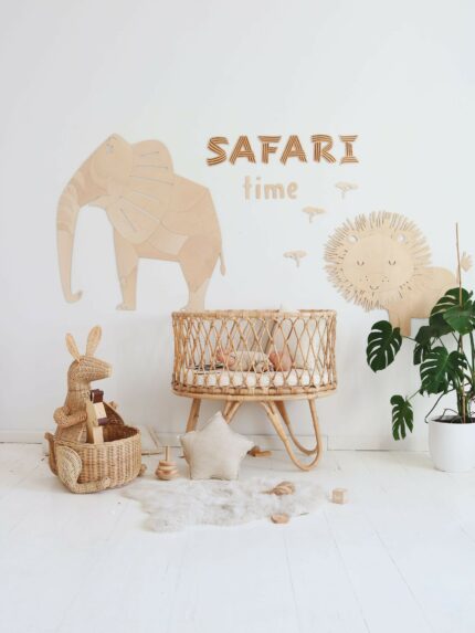 Safari Elephant Décoration Murale en Bois Naturel