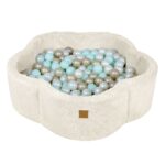 Piscine à balles bébé forme fleur en velours vanille