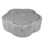 Piscine à balles bébé forme fleur en velours gris – Sans balles