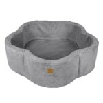 Piscine à balles bébé forme fleur en velours gris – Sans balles