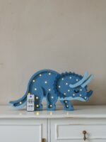 Lampe Dinosaure Triceratops – Bois Massif & LED Blanc Chaud