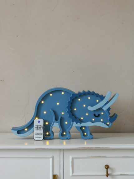 Lampe Dinosaure Triceratops – Bois Massif & LED Blanc Chaud