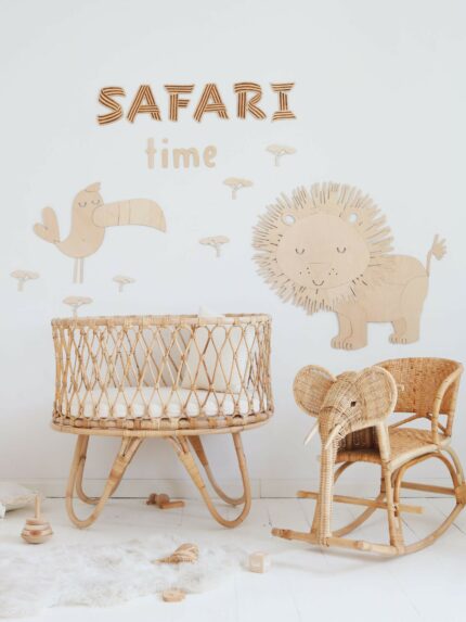 Lion Safari - Décoration Murale en Bois