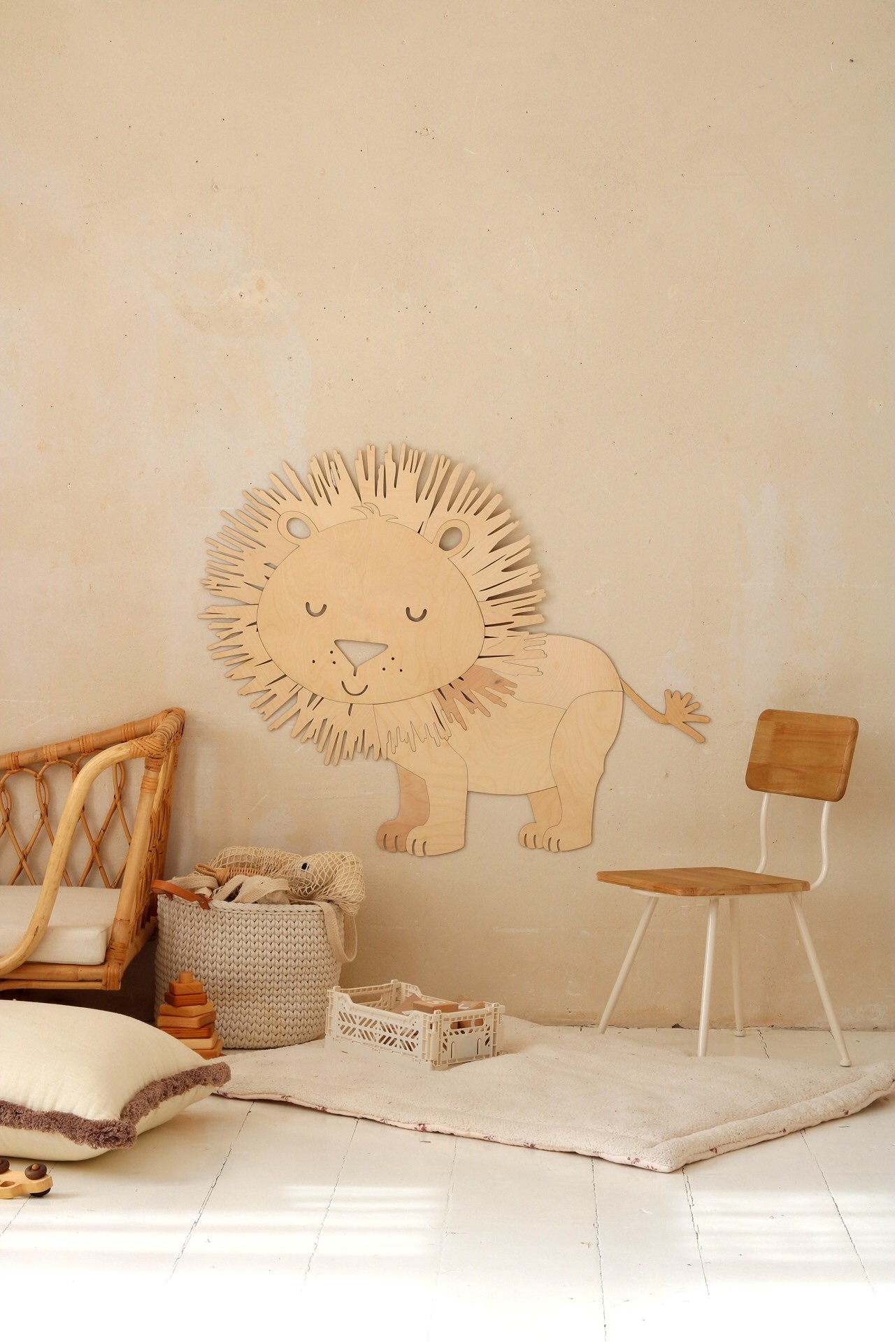 Lion Safari - Décoration Murale en Bois