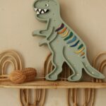 Lampe Dinosaure T‑Rex – Bois Massif & LED Blanc Chaud
