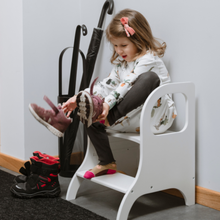 Tabouret marche-pieds réglable blanc pour enfants dès 18 Mois et Adultes