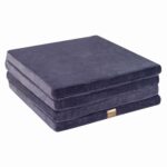 Tapis de Jeu Carré pour Bébé en Velours Bleu-Gris Premium 120X120 cm