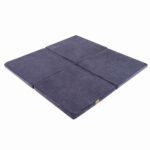 Tapis de Jeu Carré pour Bébé en Velours Bleu-Gris Premium