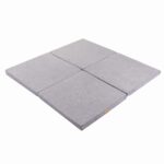 Tapis de Jeu Carré pour Bébé en Velours Gris Clair Premium - 120x120 cm Épais 5 cm Pliable
