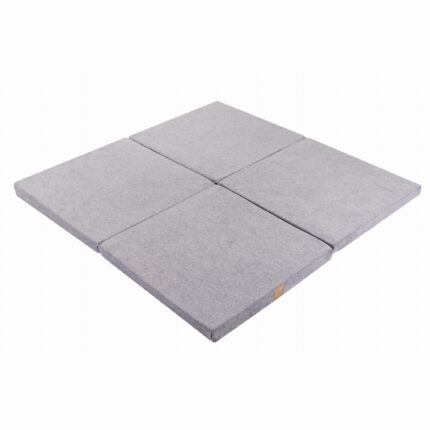 Tapis de Jeu Carré pour Bébé en Velours Gris Clair Premium - 120x120 cm Épais 5 cm Pliable