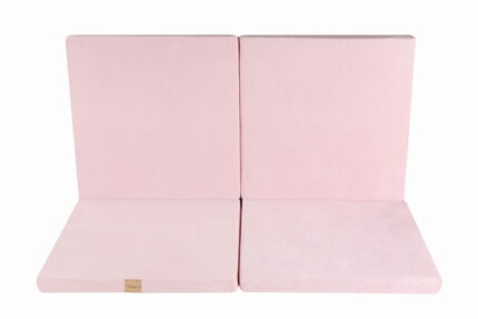 Tapis de jeu carré pliable pour bébé en velours rose clair