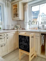 Tour d'observation Montessori Réglable - avec ardoise - Blanc et bois naturel – Image 4