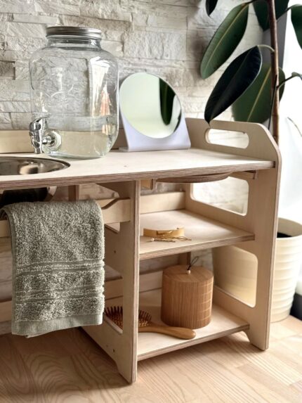 Lavabo en Bois Montessori avec Rangement pour Enfants - Grand