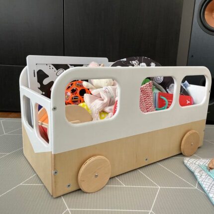 Coffre à Jouets en Bois avec Roues - Bus