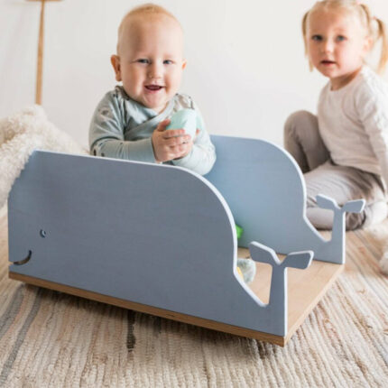 Coffre à Jouets en Bois avec Roues – Baleine