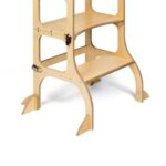 Tour d'Apprentissage Montessori en Bois Premium – Table Convertible 2-en-1 - Bois Naturel – Image 10