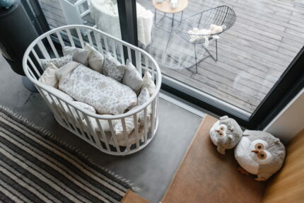 Berceau rond évolutif OLIN - avec Matelas - Blanc