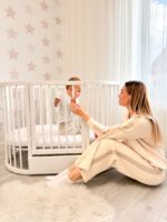 Berceau Bébé Rond OLIN - avec Matelas - Blanc – Image 4